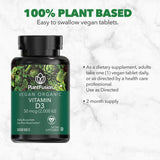 PlantFusion Vegan Vitamin D3 2000IU 60 Tablets back view