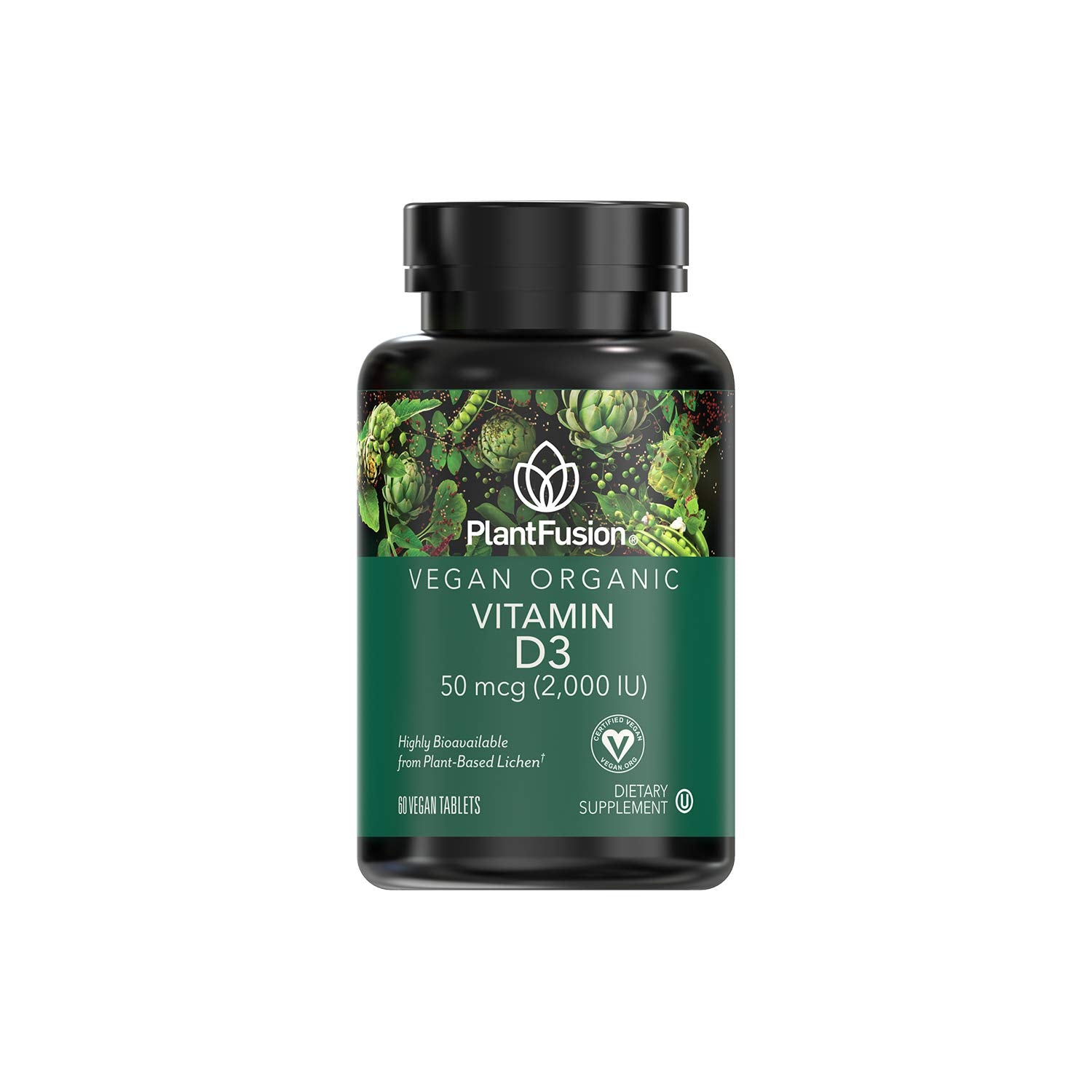 PlantFusion Vegan Vitamin D3 2000IU 60 Tablets front view
