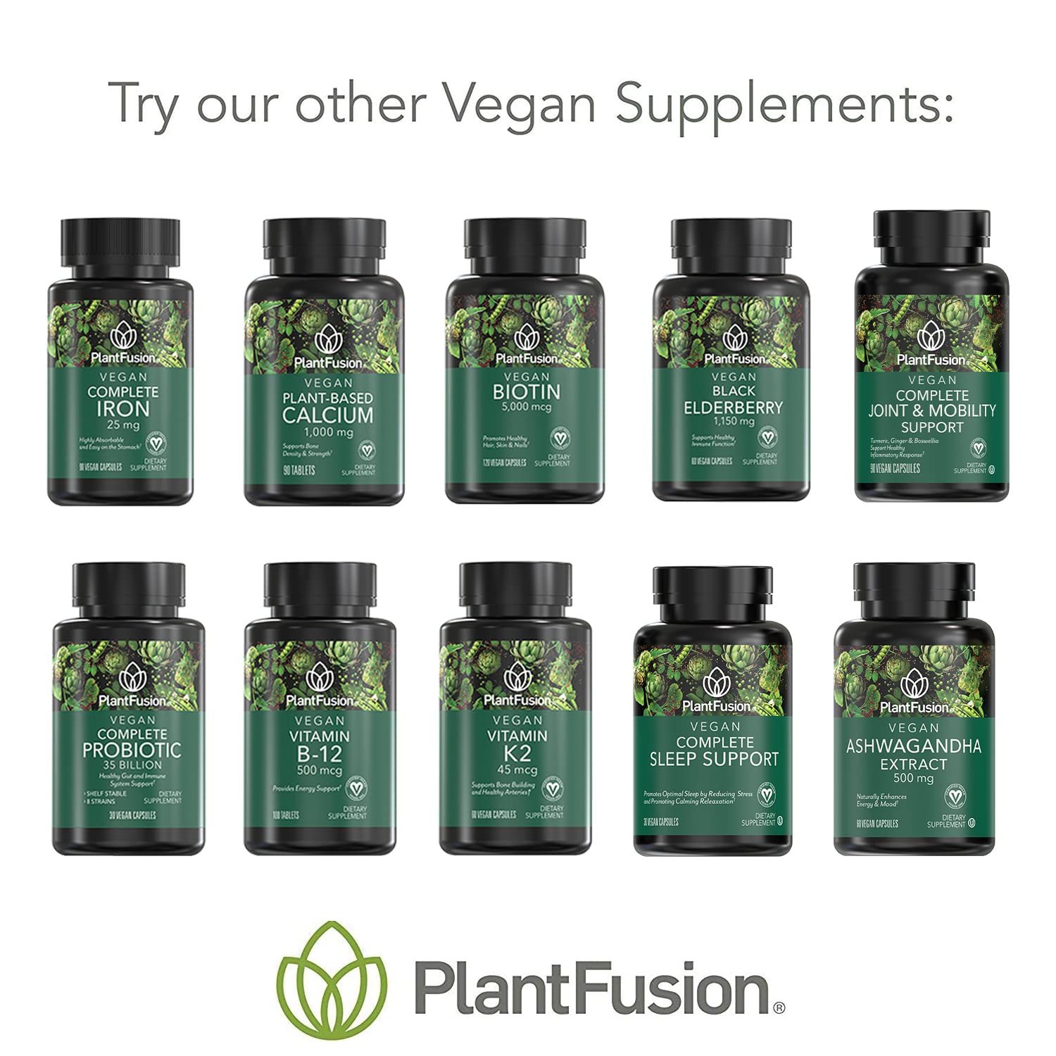 PlantFusion Vegan Vitamin D3 2000IU with leafy background