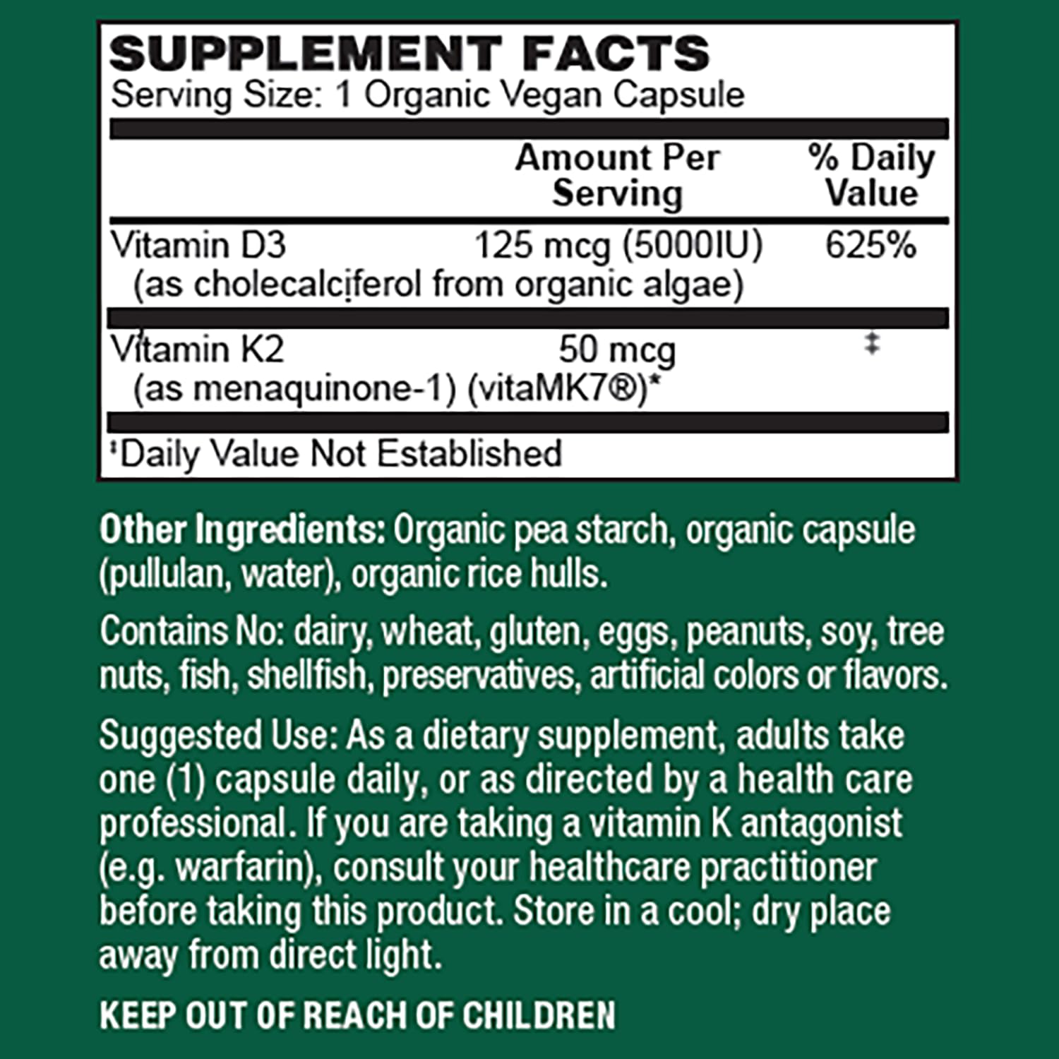 PlantFusion Vitamin D3 and K2 Supplement capsules on a wooden table
