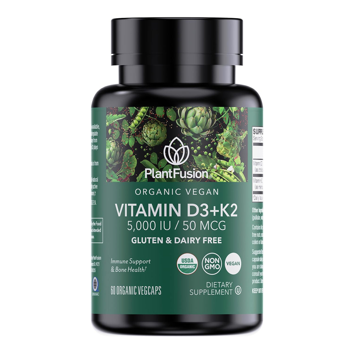 PlantFusion Vitamin D3 and K2 Supplement front view of packaging