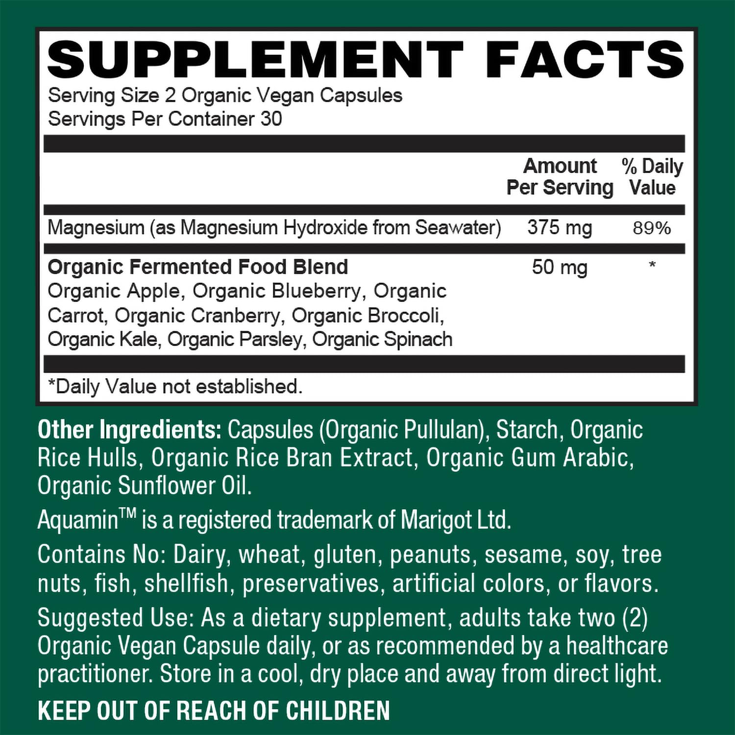 PlantFusion Whole Food Magnesium 68g opened bottle showing capsules