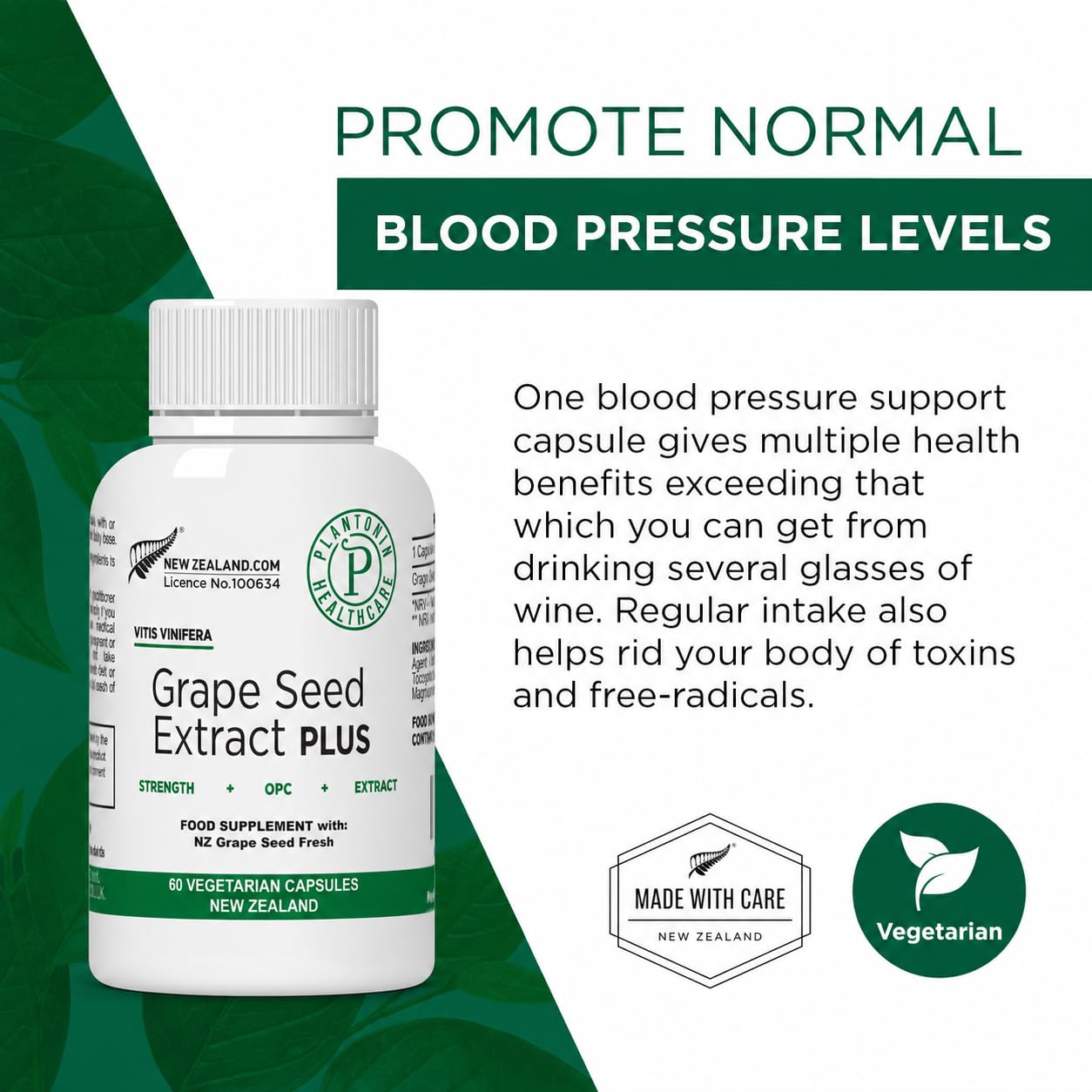 Plantonin Grape Seed Extract Plus capsules in hand