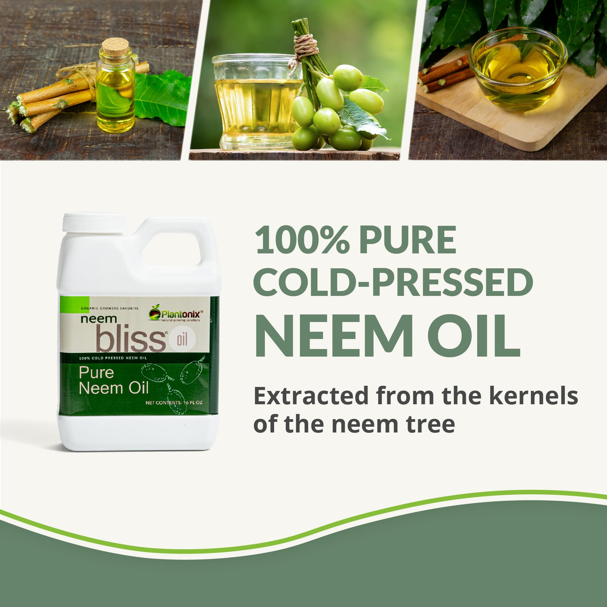 Plantonix Neem Bliss 100% Pure Neem Oil Extract 907g bottle side view