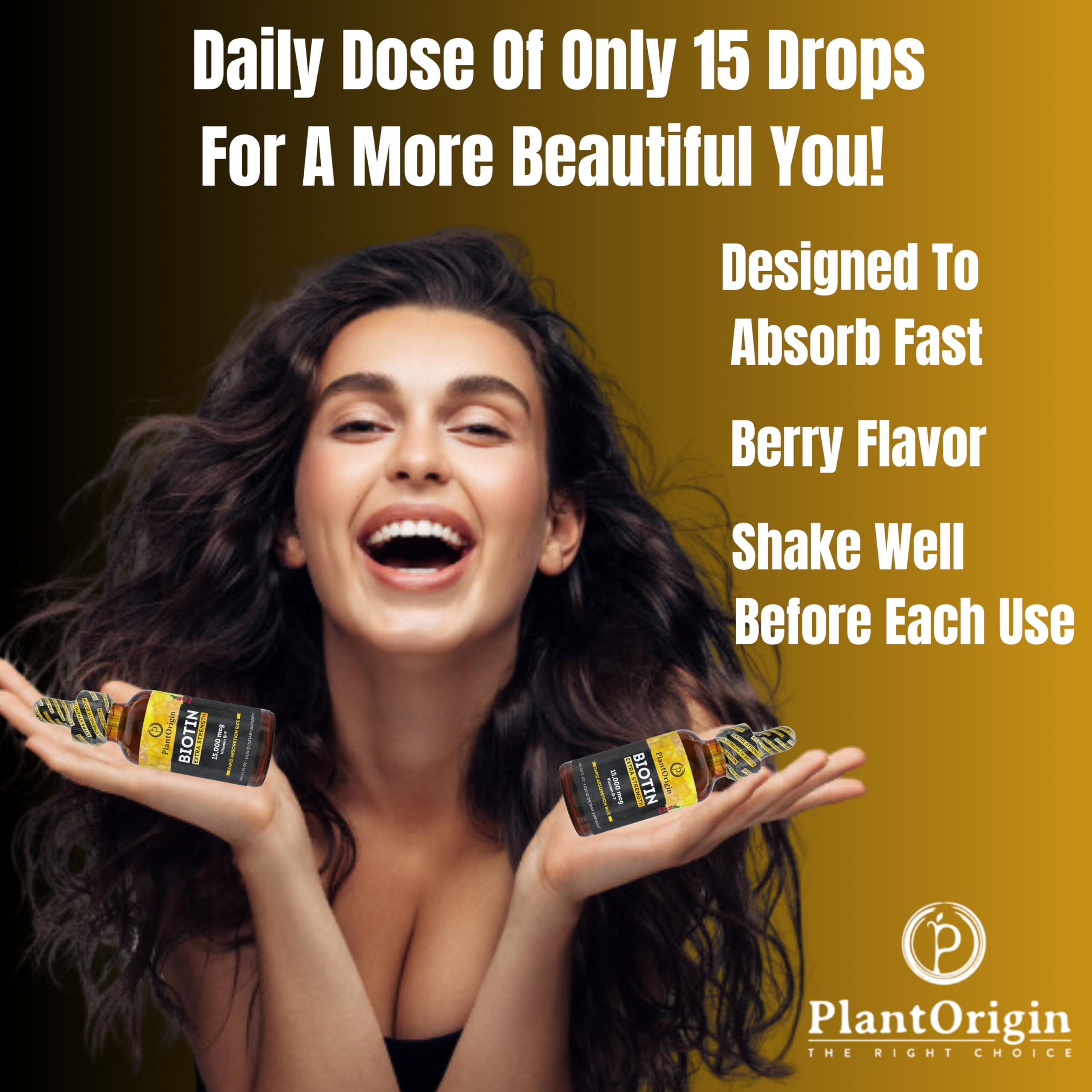 PLANTORIGIN Liquid Biotin 15,000 MCG packaging details