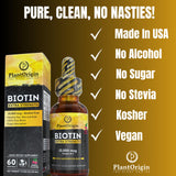 PLANTORIGIN Liquid Biotin 15,000 MCG side view