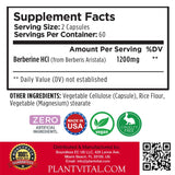 Plantvital Berberine Organic 1200mg Vegan Capsules on a wooden table