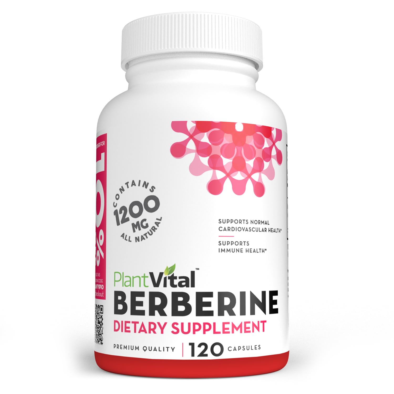 Plantvital Organic Berberine Supplement 1200mg front view