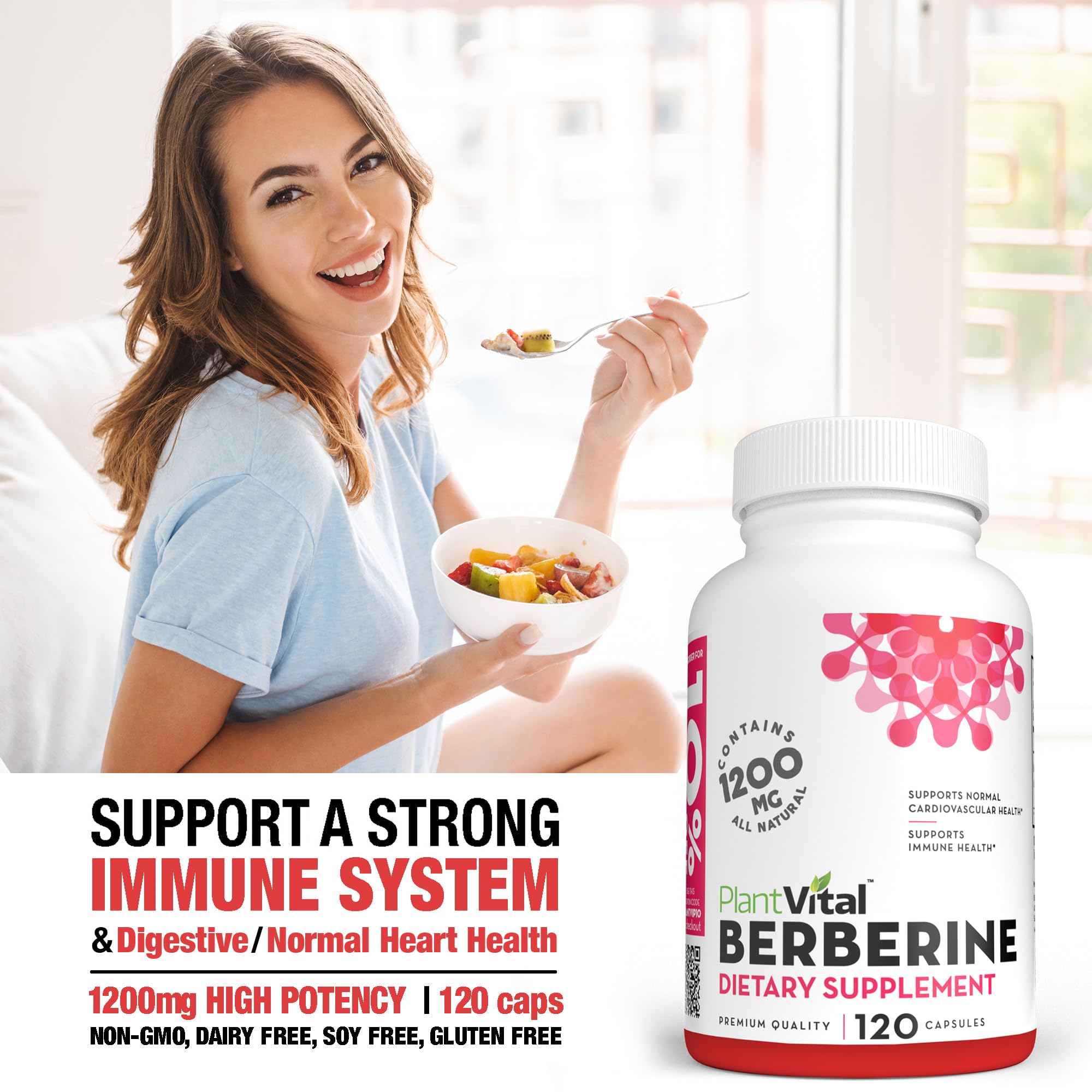 Plantvital Organic Berberine Supplement 1200mg packaging
