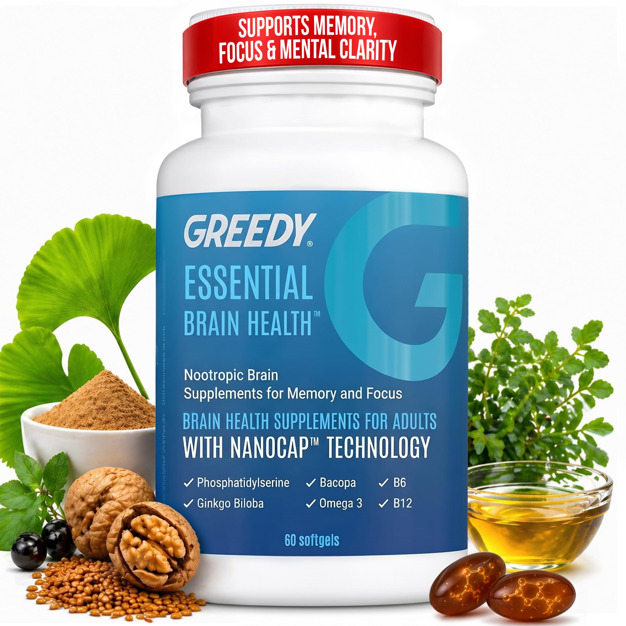 Platinum Health Essential Brain Health 60 Softgels front view