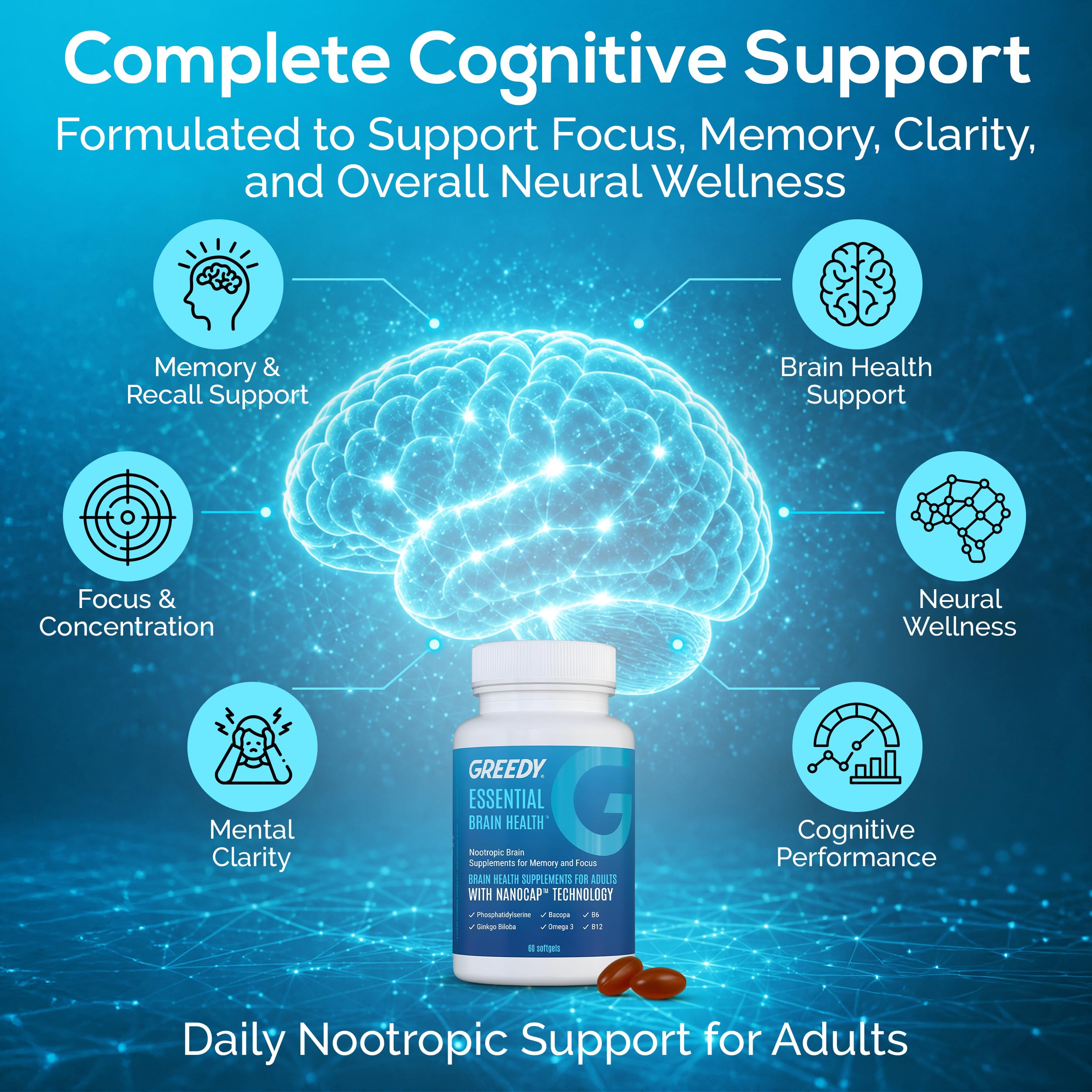 Platinum Health Essential Brain Health softgels packaging