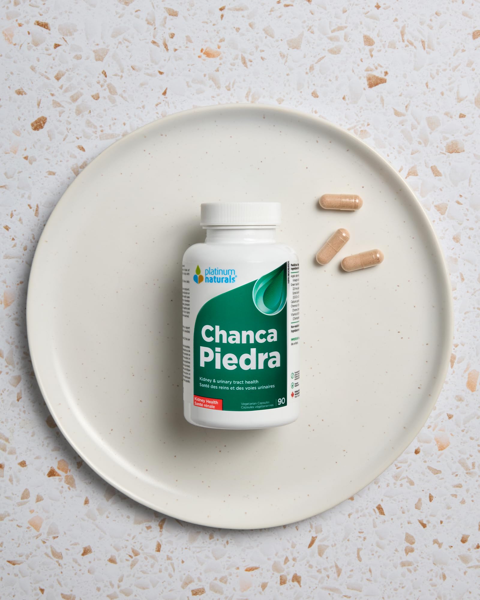 Platinum Naturals Chanca Piedra capsules in a clear container