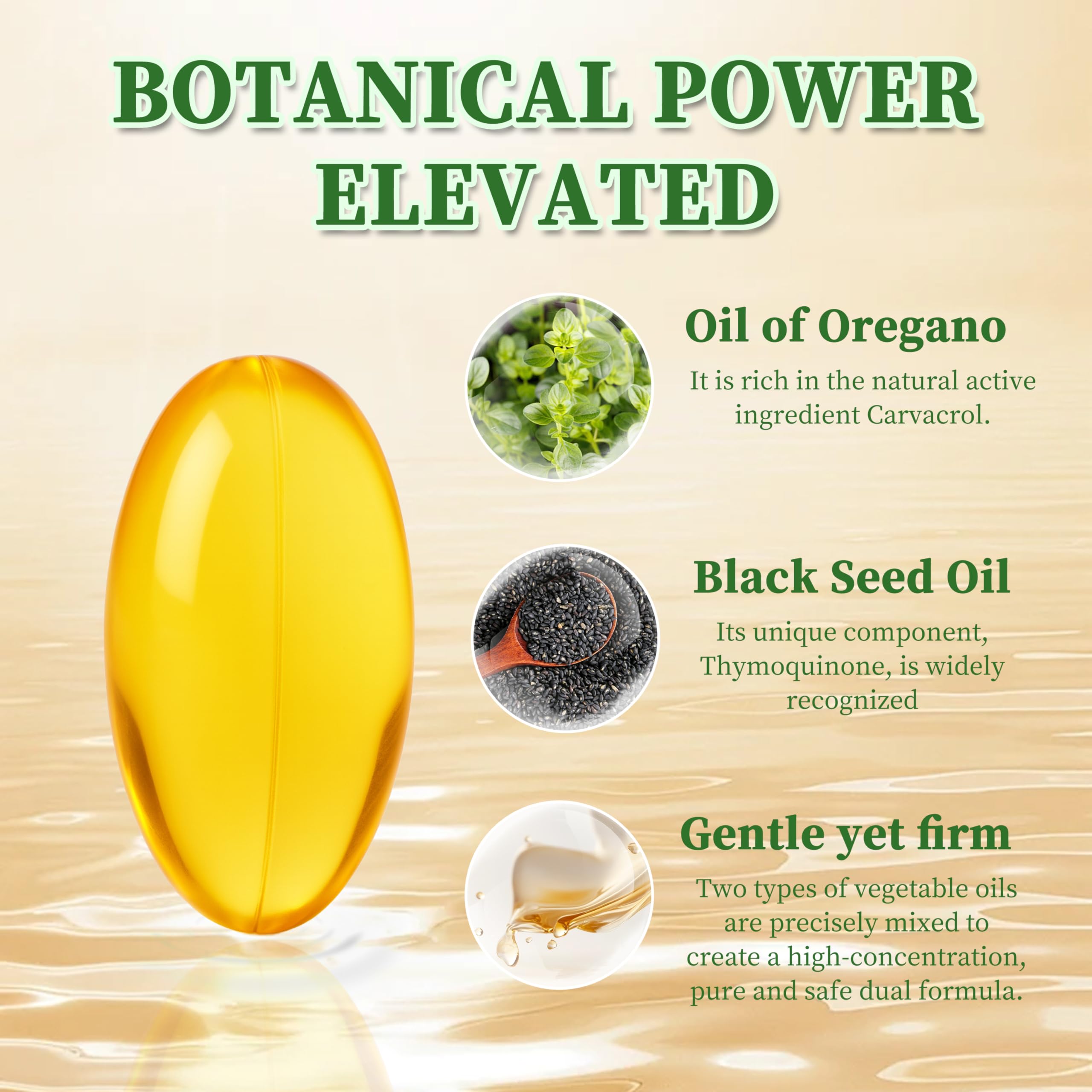 Plaxssuss Oregano Oil and Black Seed Oil Softgels side view