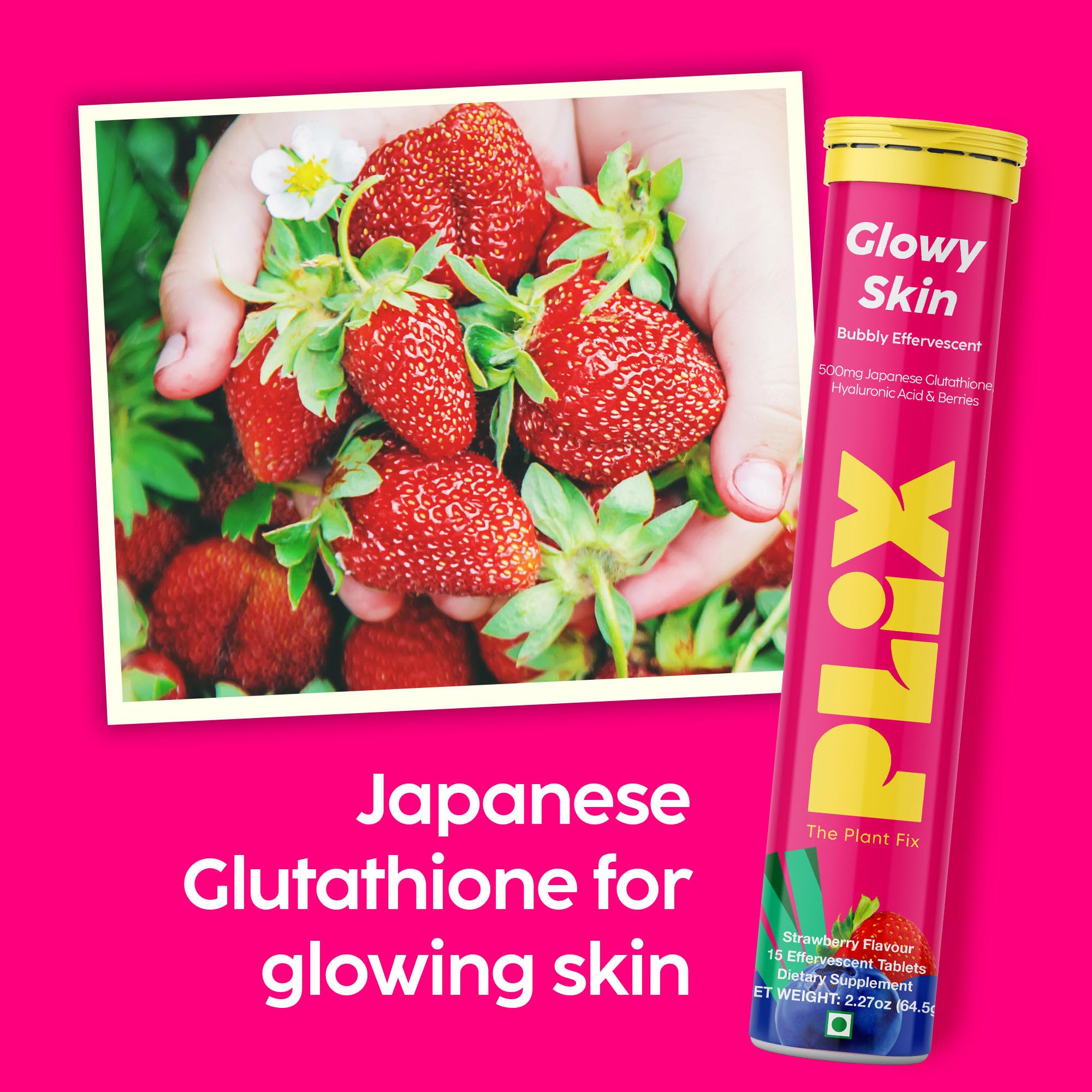 PLIX Glowy Skin effervescent tablet dissolving in water