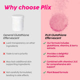 PLIX Glowy Skin effervescent tablet in a glass of water