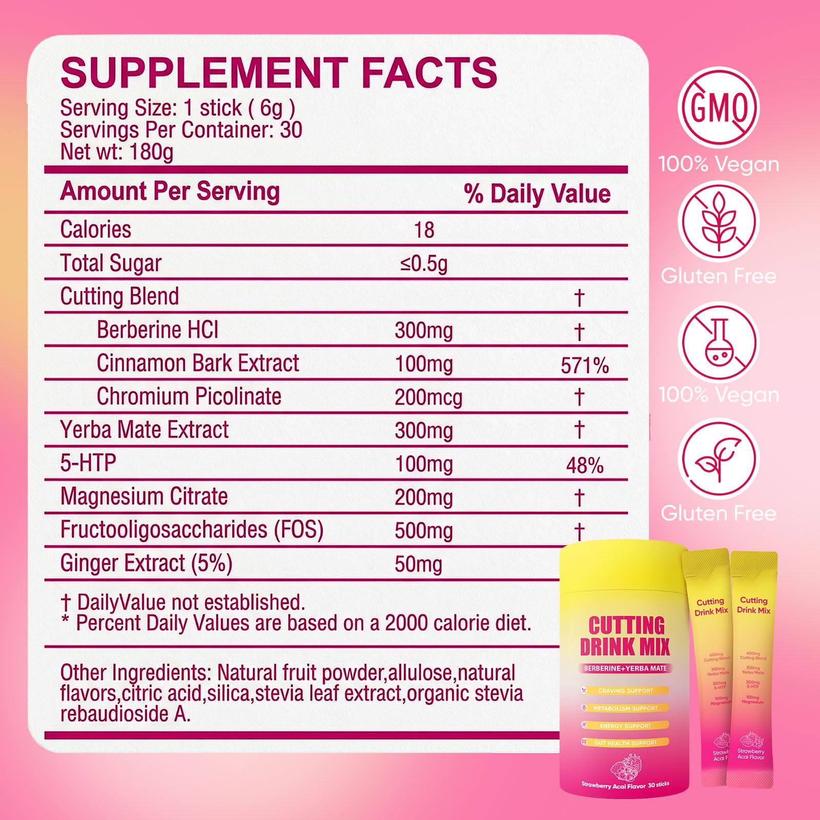 PlocoXe 5-HTP Drink Mix strawberry acai flavour powder