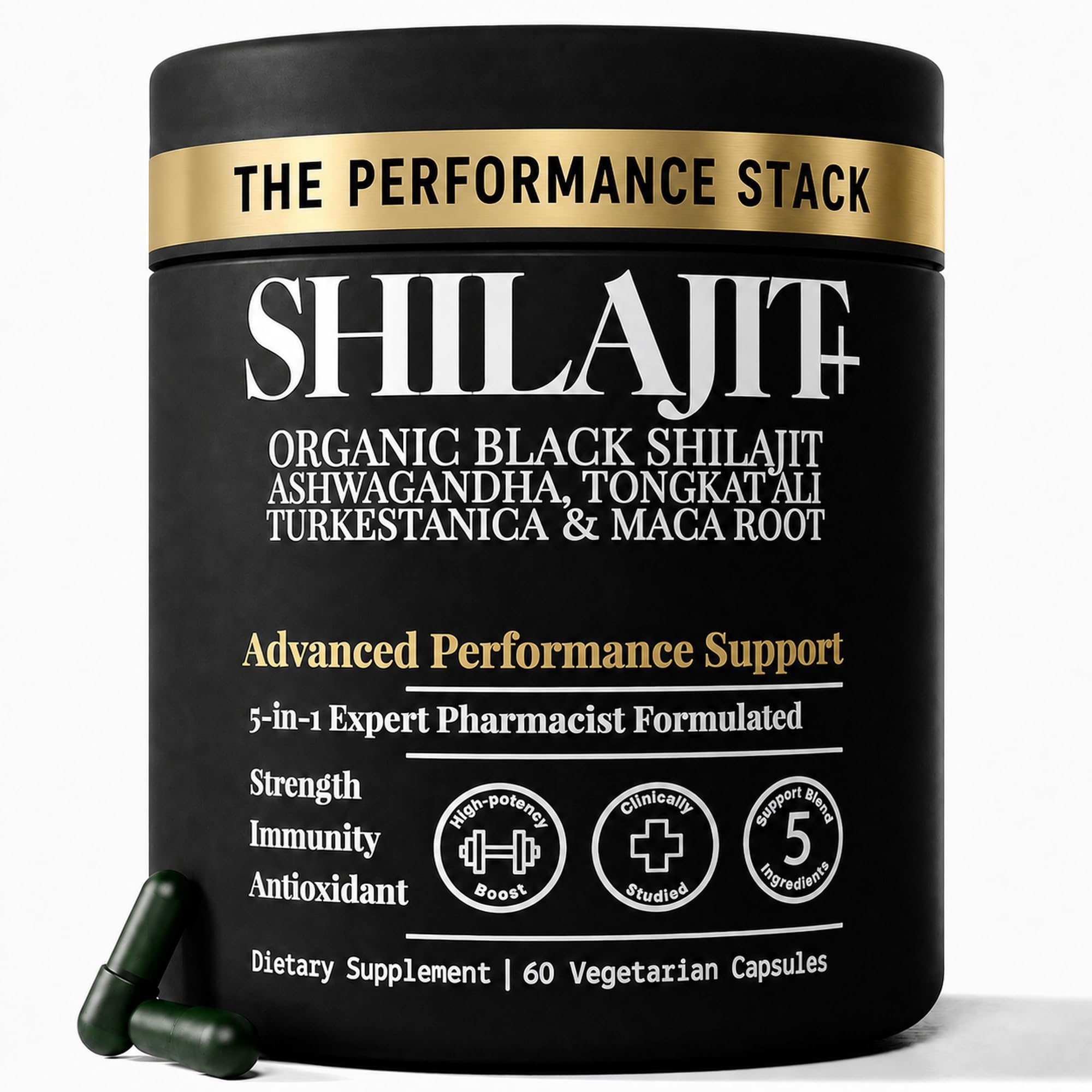Plus+Ultra Shilajit Supplement 800mg front view with packaging