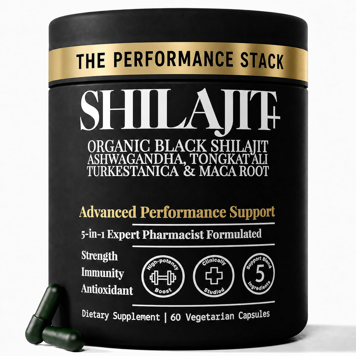 Plus+Ultra Shilajit Supplement 800mg front view with packaging