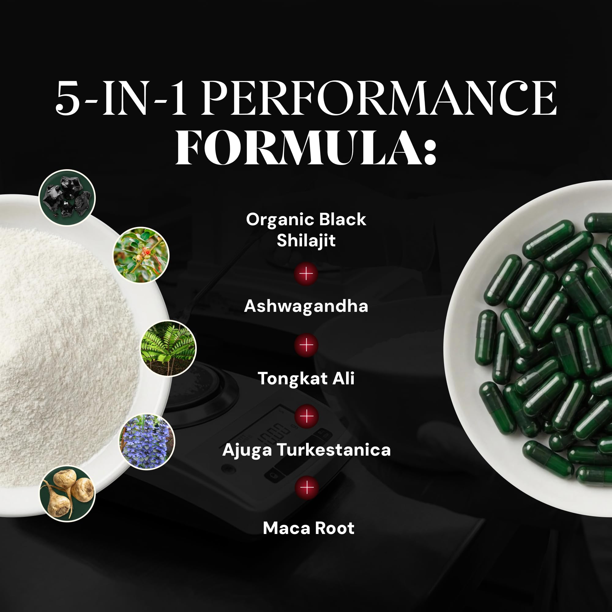 Plus+Ultra Shilajit Supplement on a wooden table