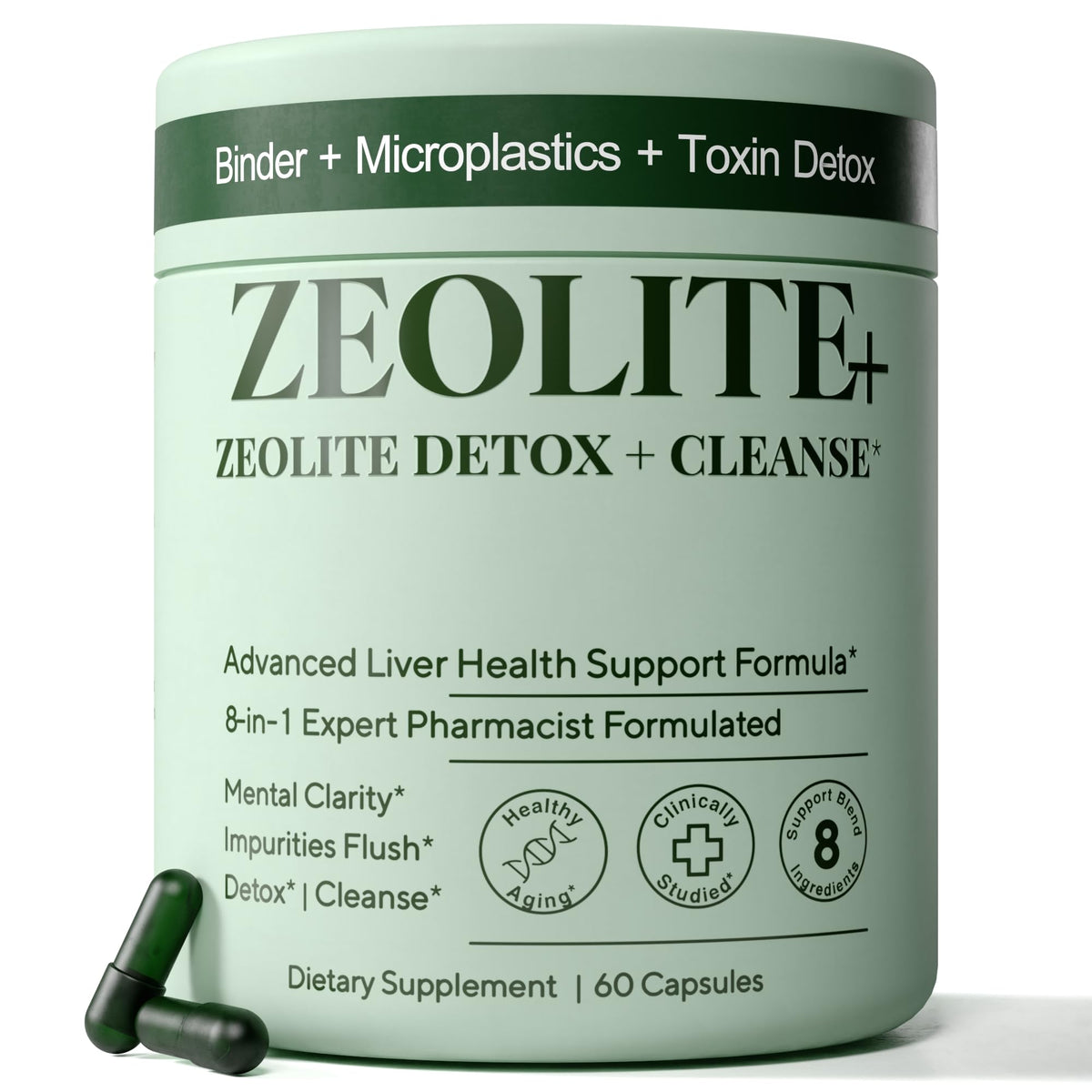 Plus+Ultra ZEOLITE+ Charcoal Supplement front view with packaging