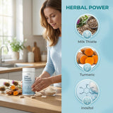 PLYNXE Milk Thistle Supplement with a measuring spoon
