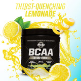PMD BCAA Powder 261g displayed on a fitness mat
