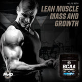 PMD BCAA Powder 267g lifestyle scene with gym equipment