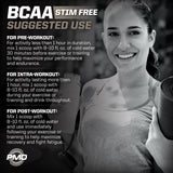 PMD BCAA Powder 267g mixed in a clear glass