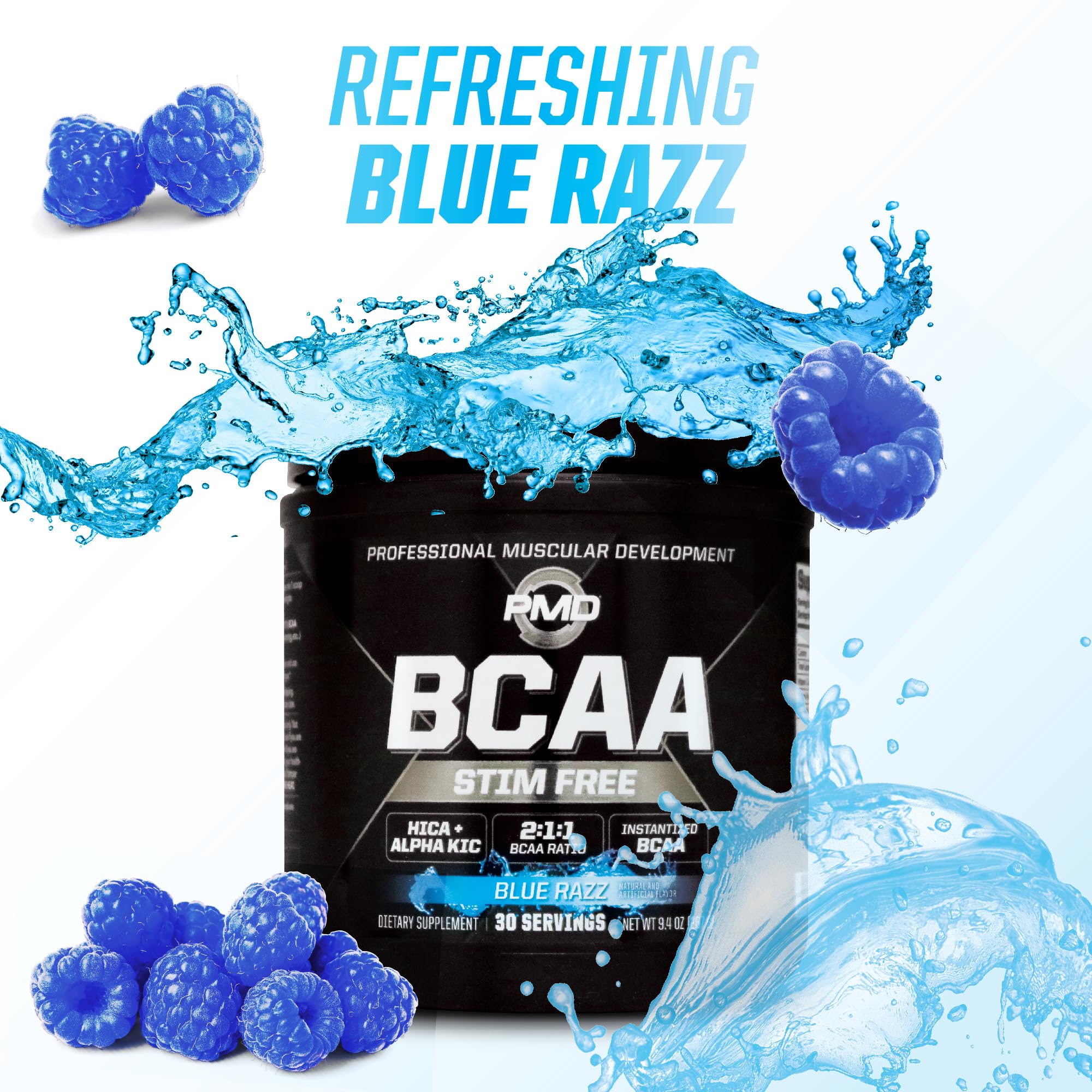 PMD BCAA Powder 267g opened container with powder