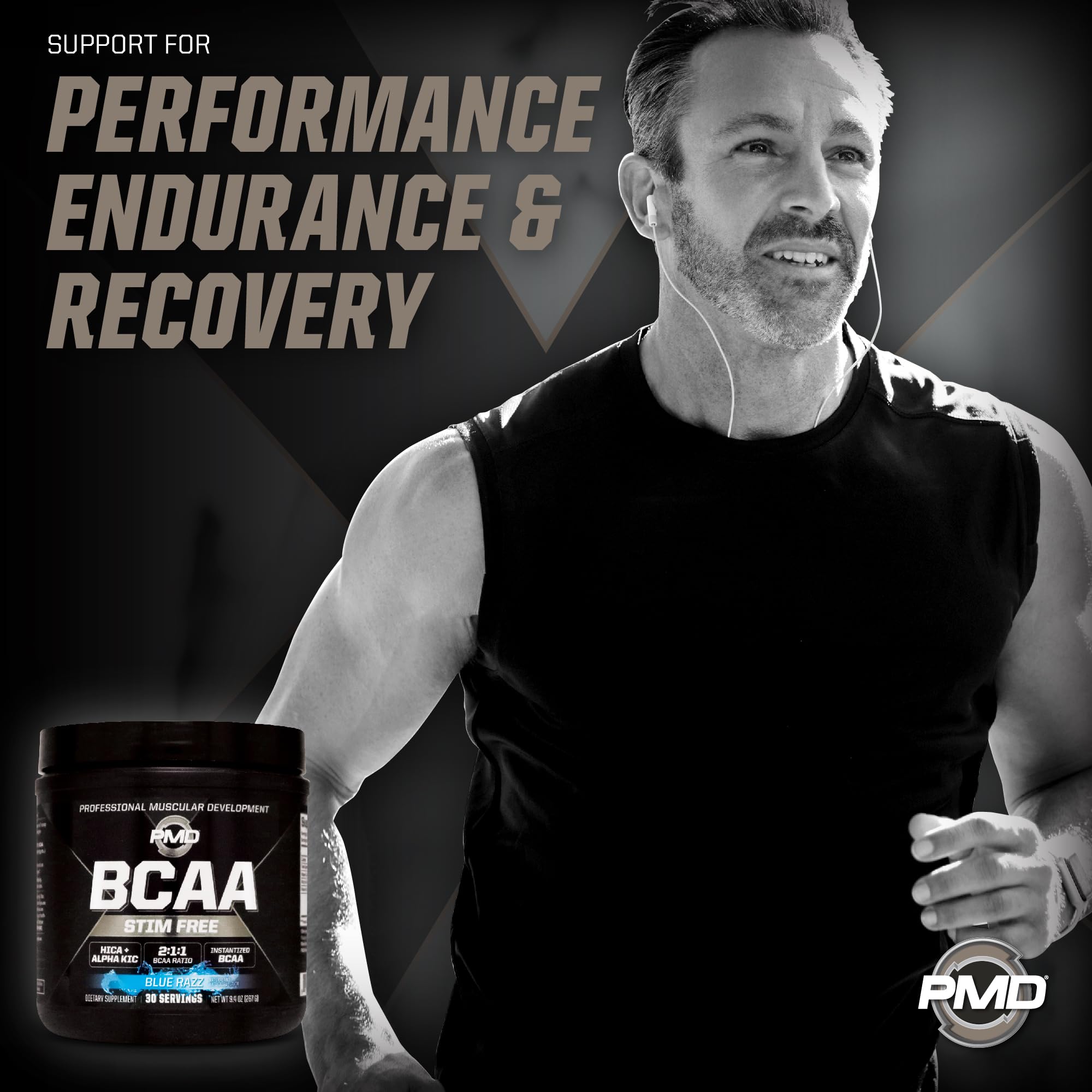 PMD BCAA Powder 267g scoop next to the container
