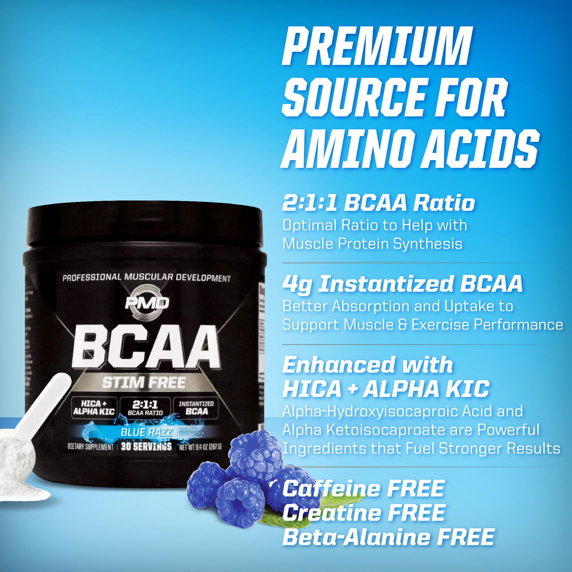 PMD BCAA Powder 267g with shaker bottle