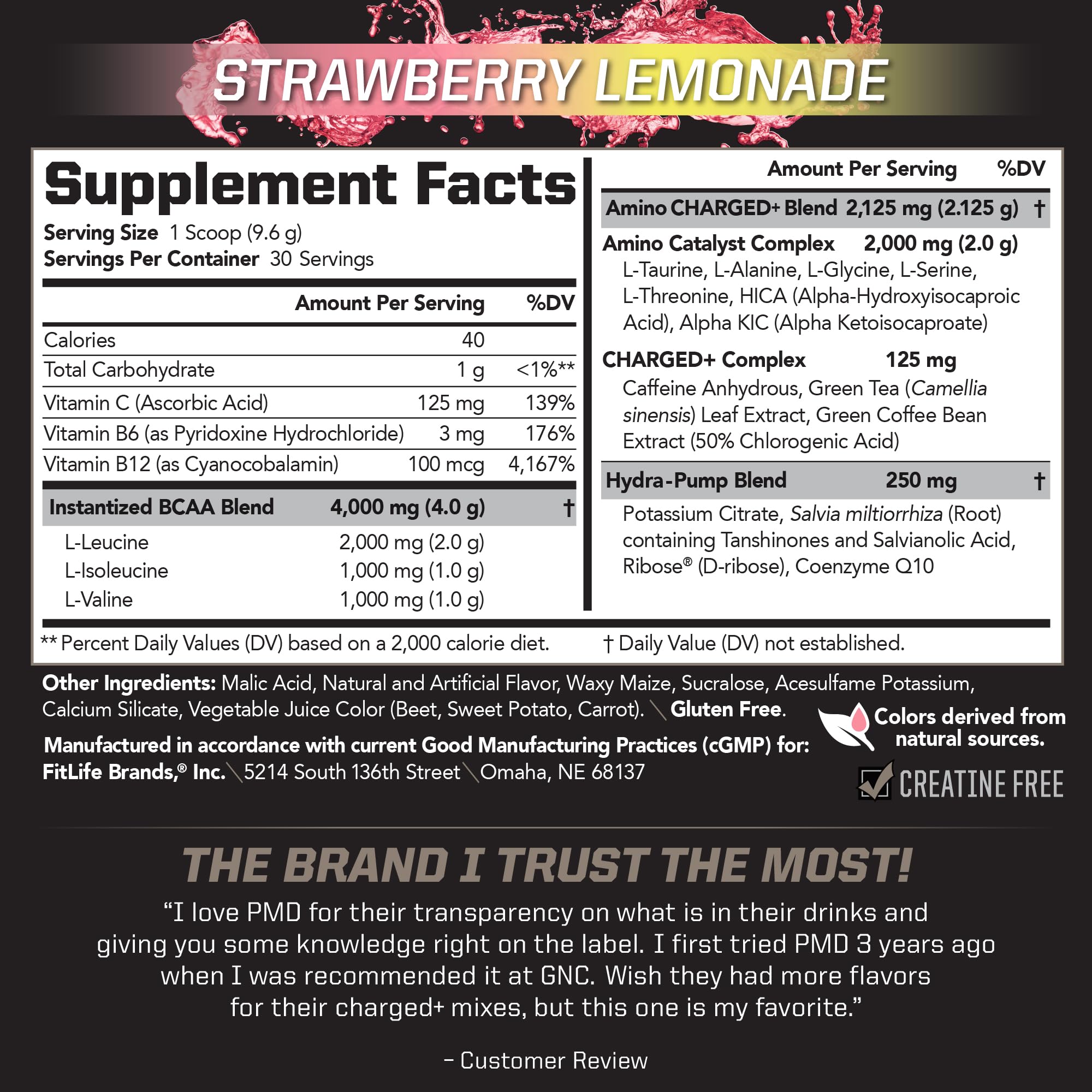 PMD BCAA Powder 285g packaging