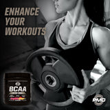PMD BCAA Powder 340g back view with ingredients list