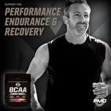 PMD BCAA Powder 340g scoop next to the container