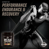 PMD BCAA Powder 349g back view with nutritional information