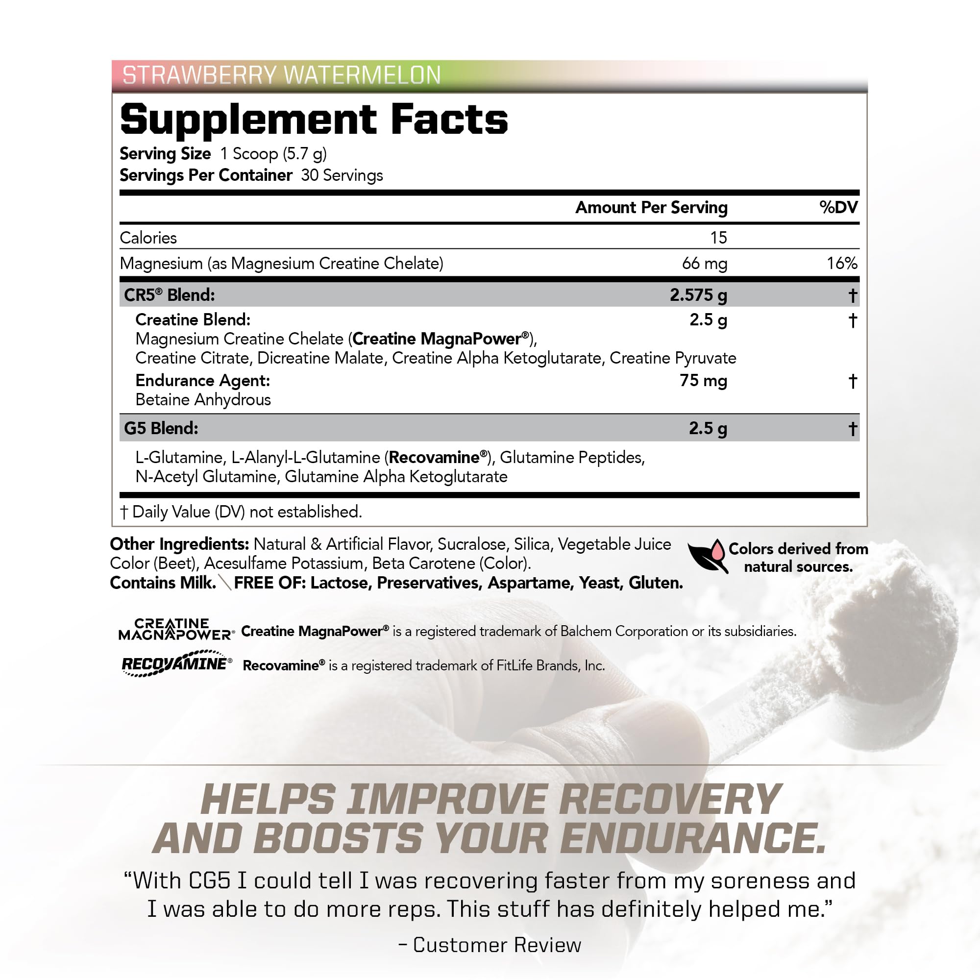 PMD CG5 Creatine Supplement side view with scoop