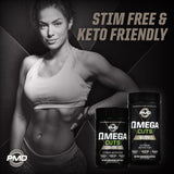 PMD Omega Cuts Elite CLA Softgels lifestyle scene with fitness gear