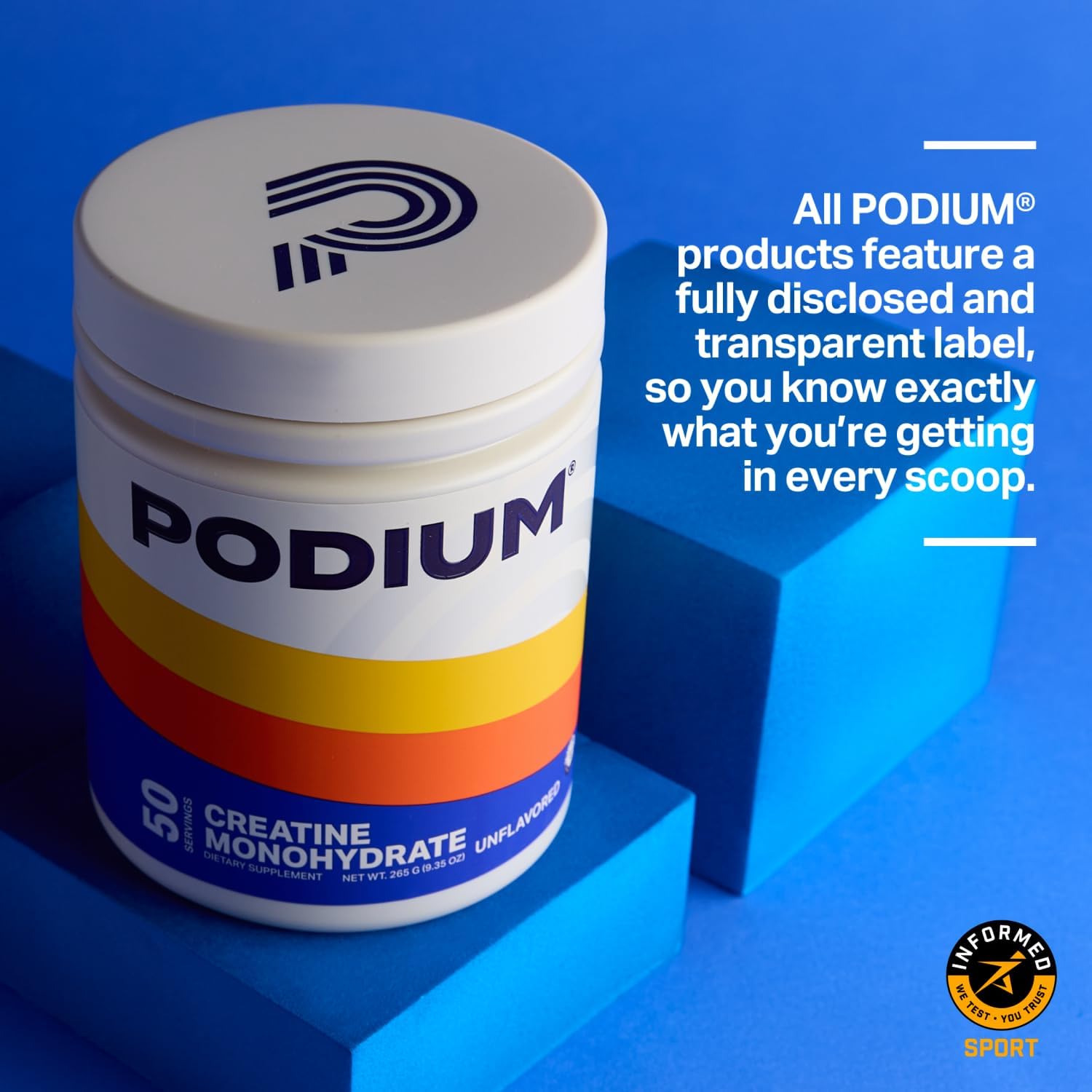 Podium Nutrition Creatine Monohydrate Pink Lemonade mixed in water