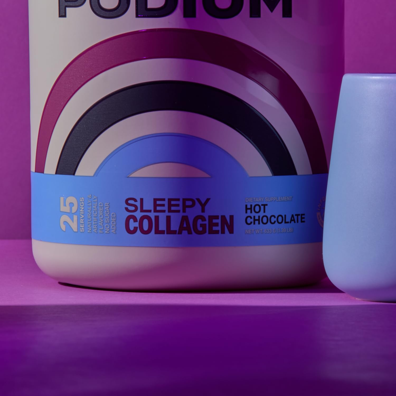 Podium Nutrition Sleepy Collagen 454g displayed with other health supplements