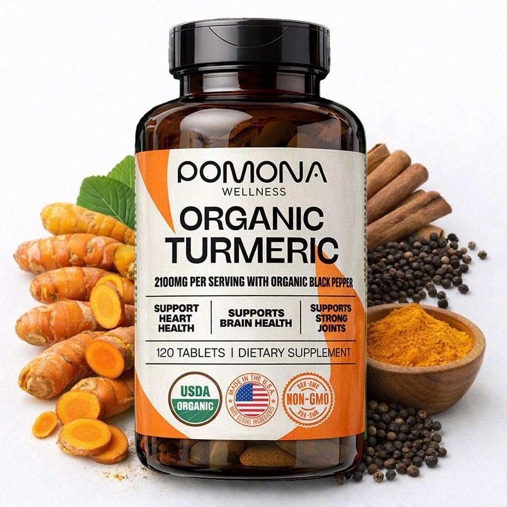Pomona Wellness Organic Turmeric Tablets front view