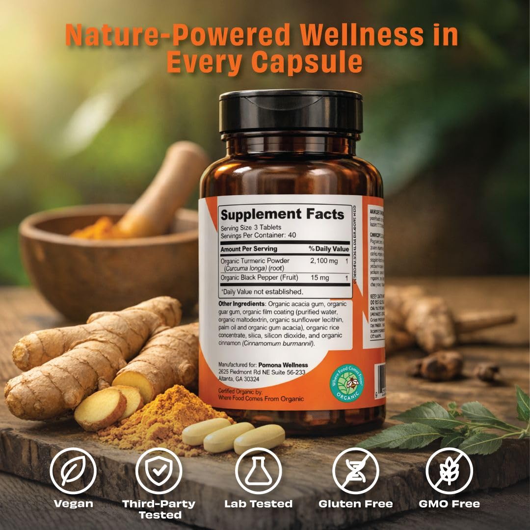 Pomona Wellness Organic Turmeric Tablets packaging