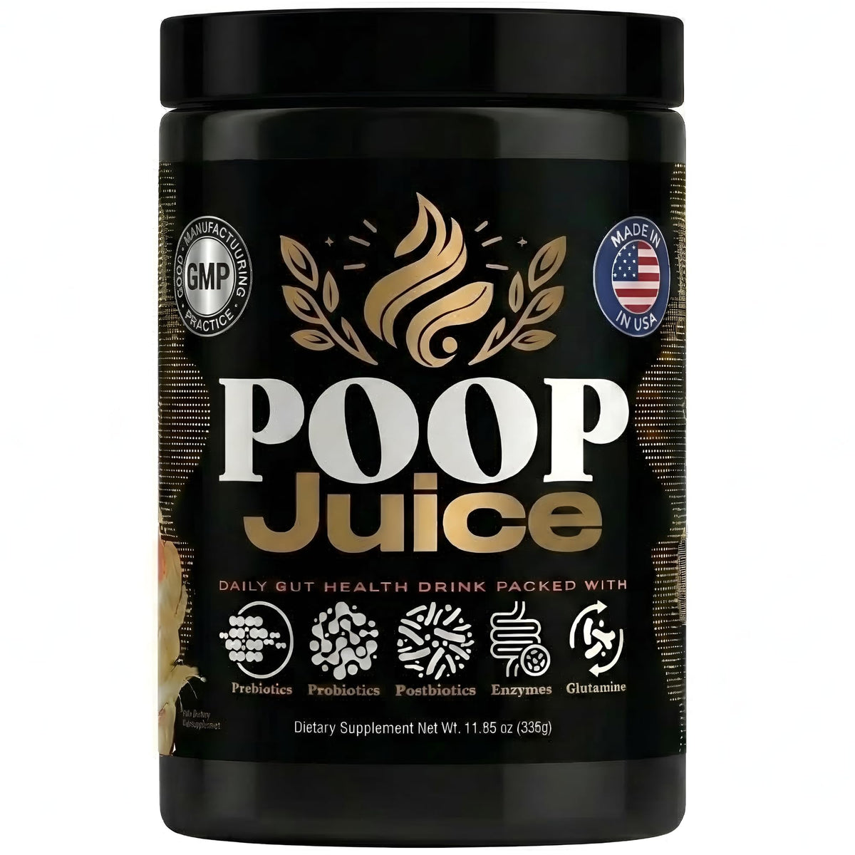 Poop Juice Prebiotic Supplement front view with Strawberry Lemonade flavour