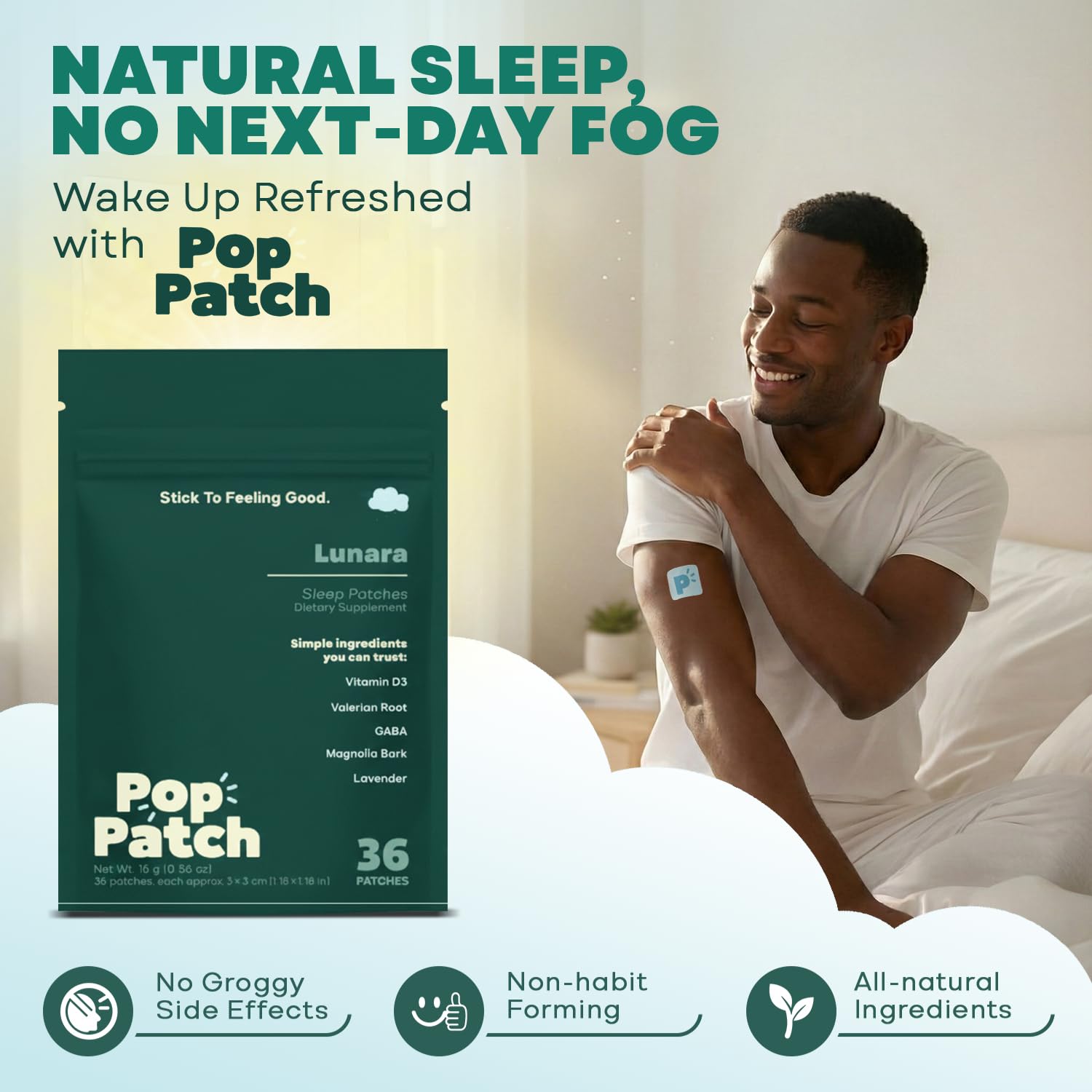 Pop Patch Sleep Patches showing multiple patches in pouch