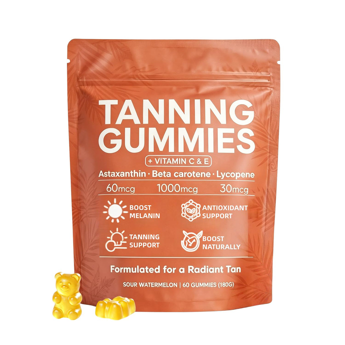 POSOJPIP Skin Tanning Gummies front view in resealable pouch