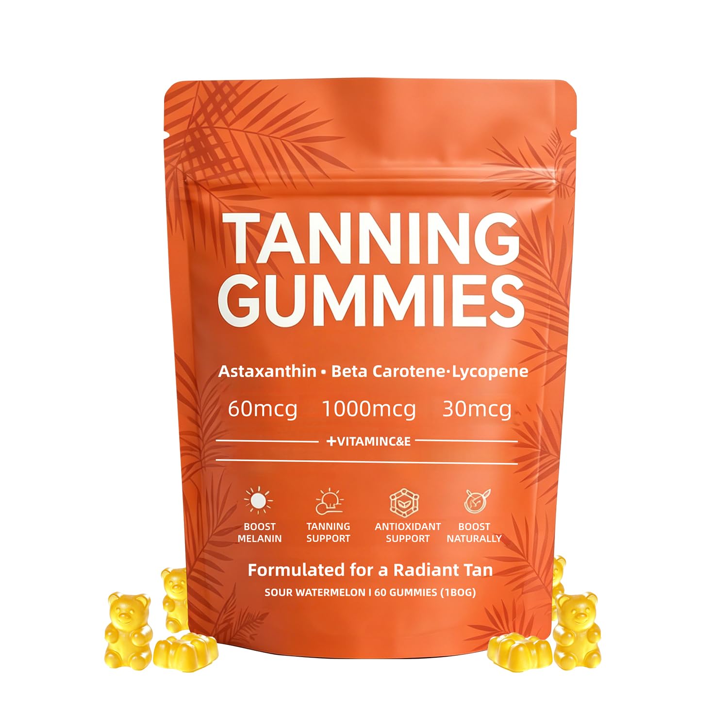 POSOJPIP Skin Tanning Gummies front view in resealable pouch
