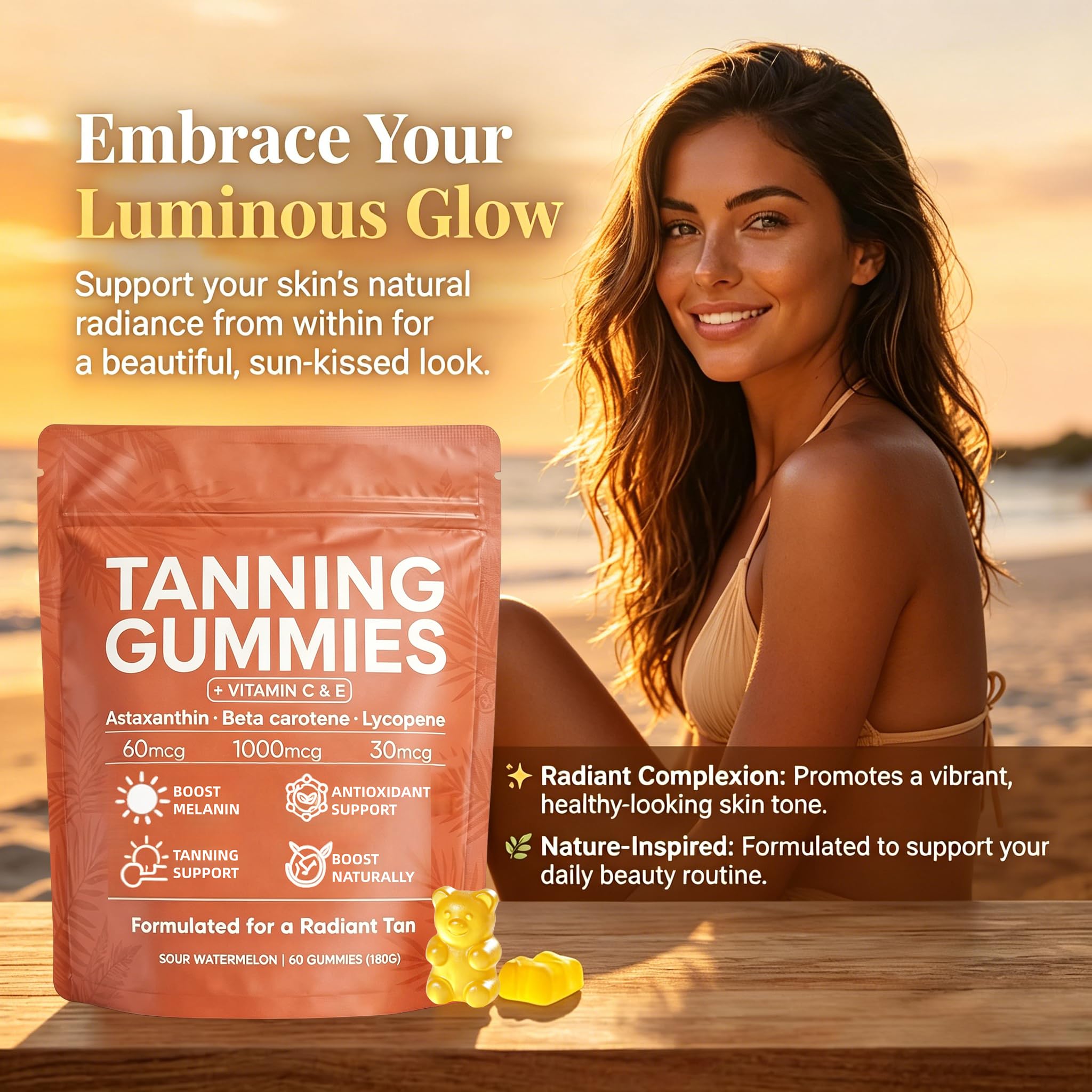 POSOJPIP Skin Tanning Gummies in a travel bag