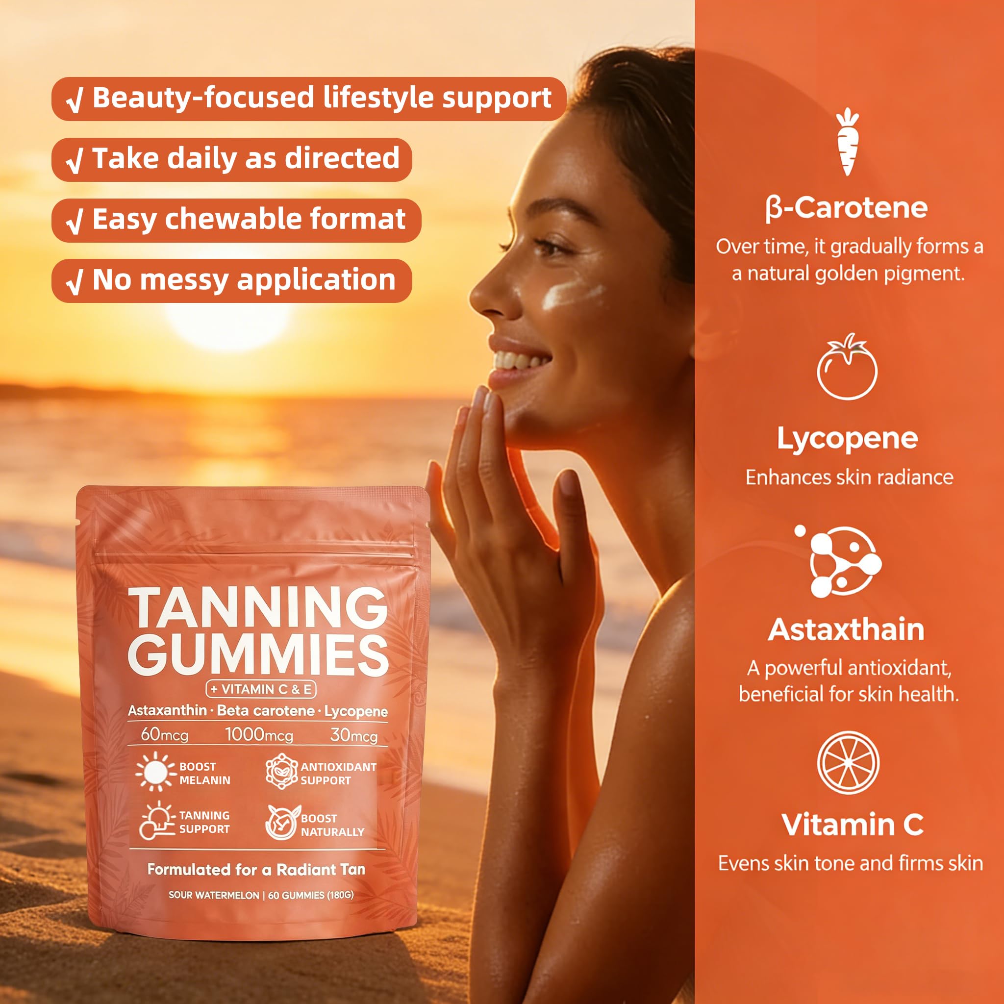 POSOJPIP Skin Tanning Gummies side view showing gummy texture