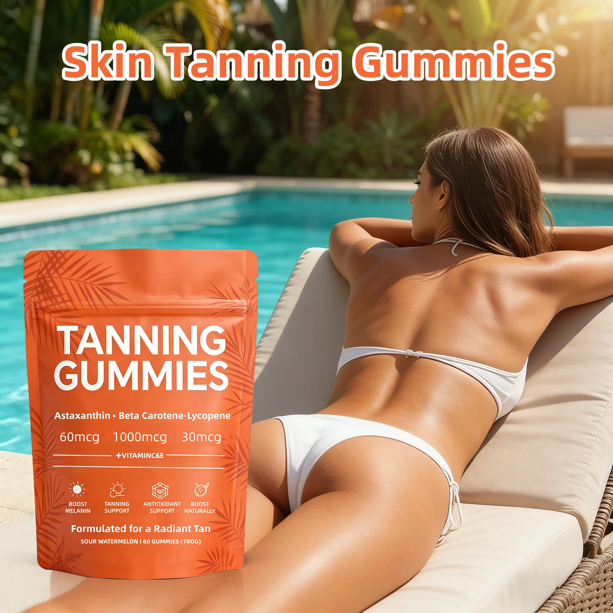 POSOJPIP Skin Tanning Gummies side view with nutrition facts