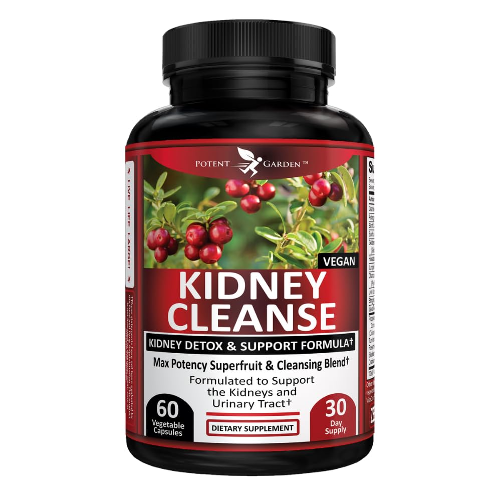 Potent Garden Kidney Cleanse Support Supplement 60 Capsules front view