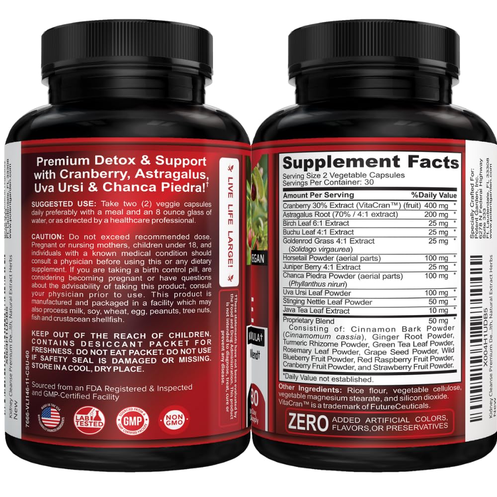Potent Garden Kidney Cleanse Support Supplement 60 Capsules packaging